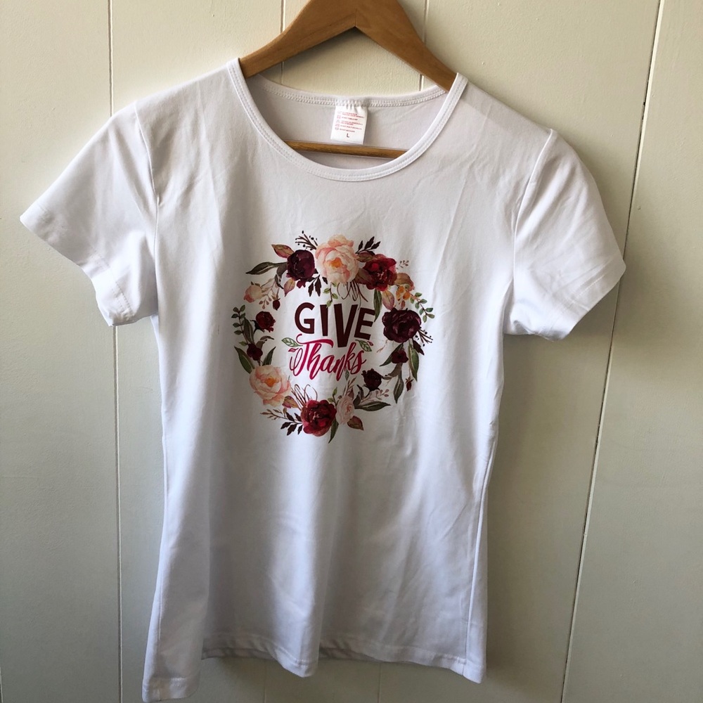White “Give Thanks” T-shirt